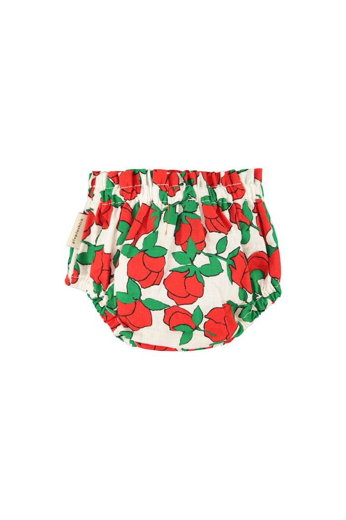 baby bloomers | ecru w/ red roses print