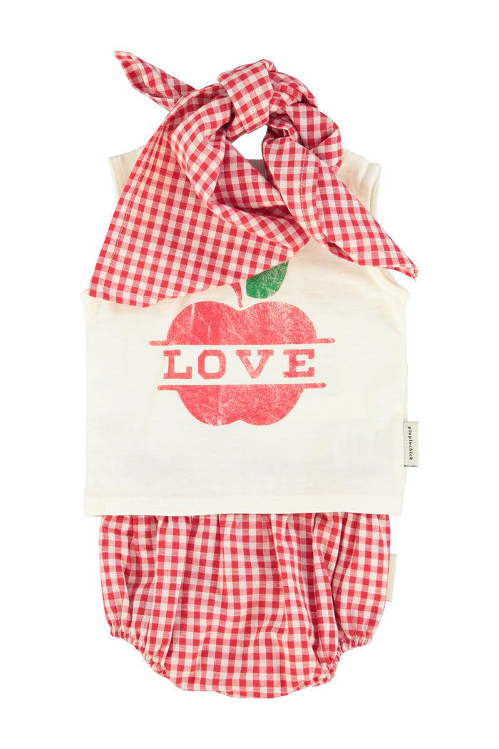 baby bloomers | red & ecru checkered