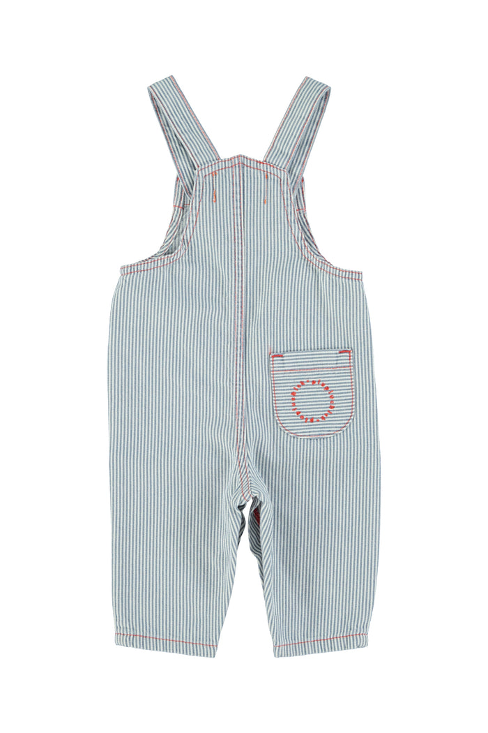 baby dungarees | ecru w/ indigo stripes