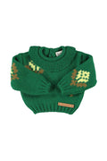 Baby Jacquard Sweater Green with Flowers