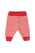 Baby Knitted Baby Leggings Ecru & Red Stripes