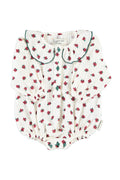 Baby Long Sleeve Romper Ecru with Little Flowers