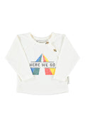 Baby Longsleeve T'shirt Ecru with "here We Go" Print