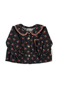 Baby Peter Pan Collar Blouse Black with Flowers