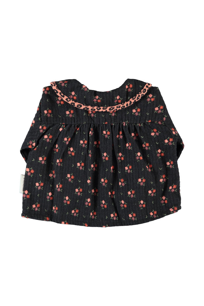 Baby Peter Pan Collar Blouse Black with Flowers