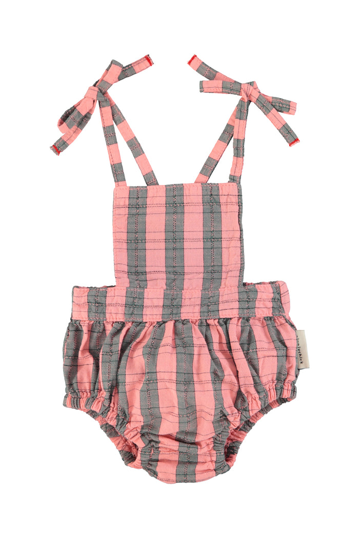 Baby playsuit | pink & green checkered