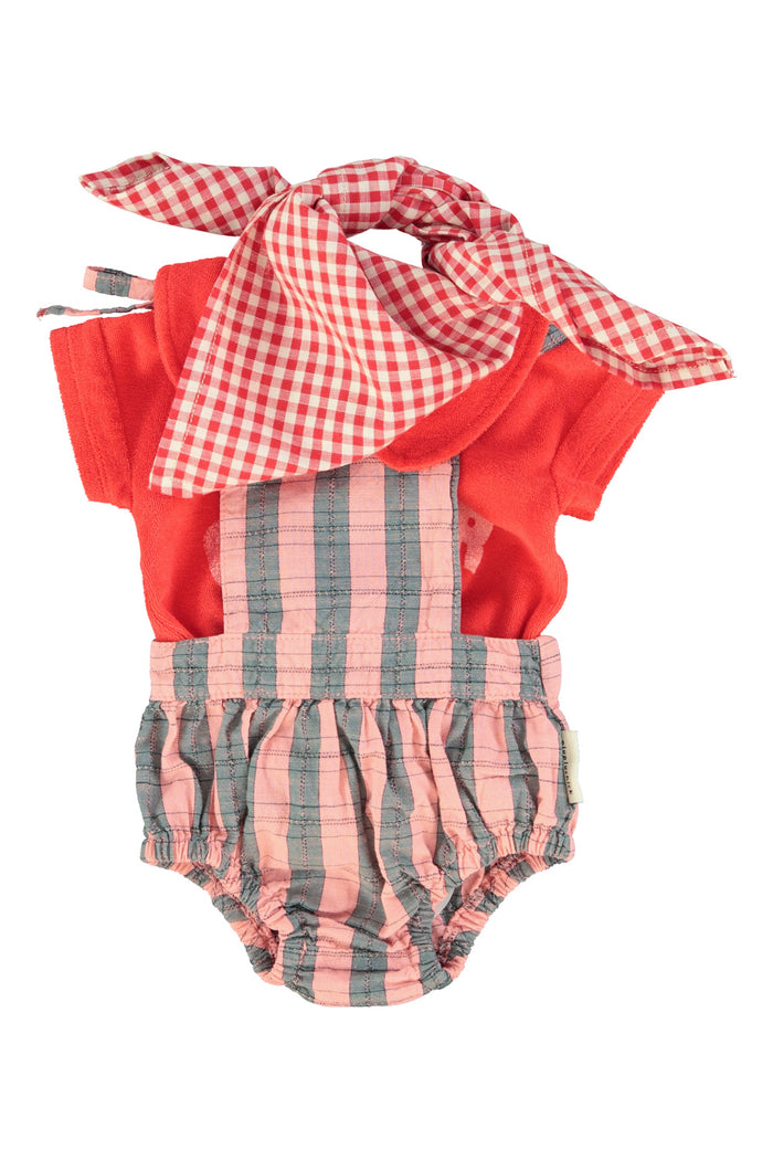Baby playsuit | pink & green checkered