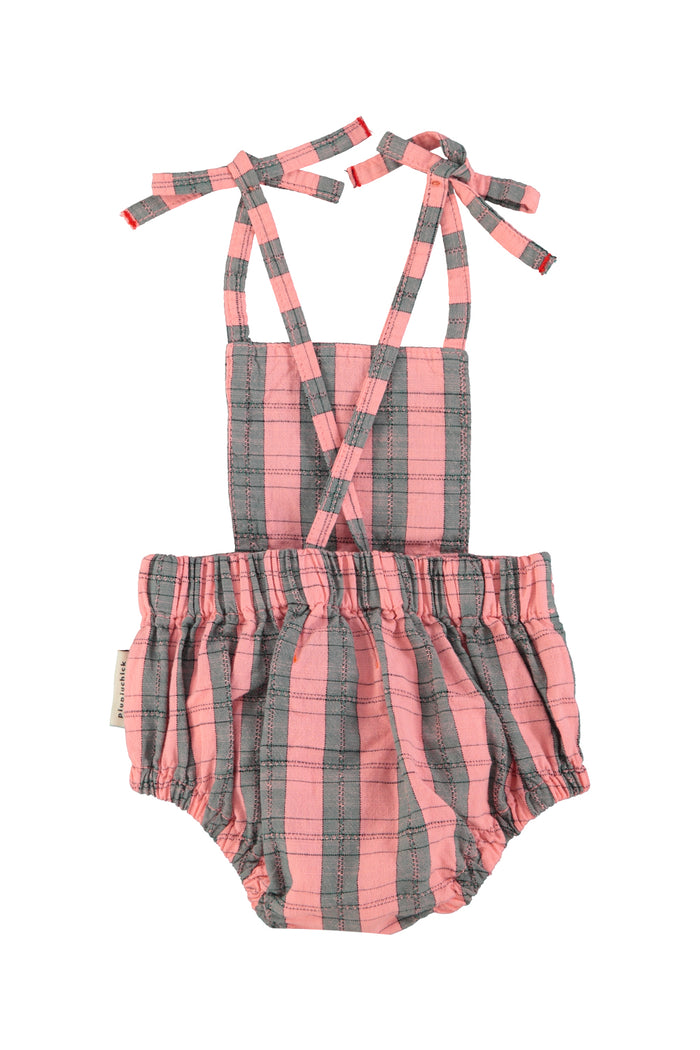 Baby playsuit | pink & green checkered