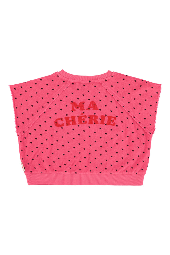 baby sleeveless sweatshirt |pink w/ cherry print