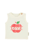baby sleeveless t´shirt | ecru w/ apple print