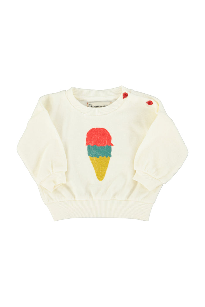 baby sweatshirt | ecru w/ ice cream print