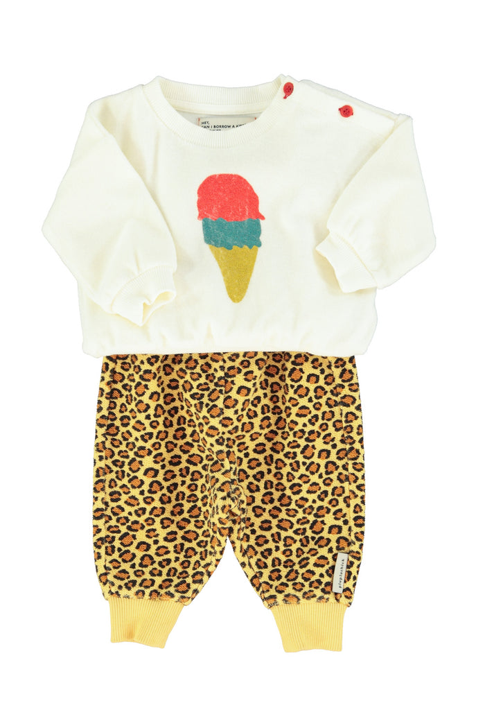 baby sweatshirt | ecru w/ ice cream print