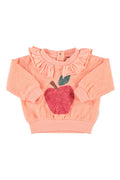 Baby Sweatshirt with Collar Pink with Apple Print