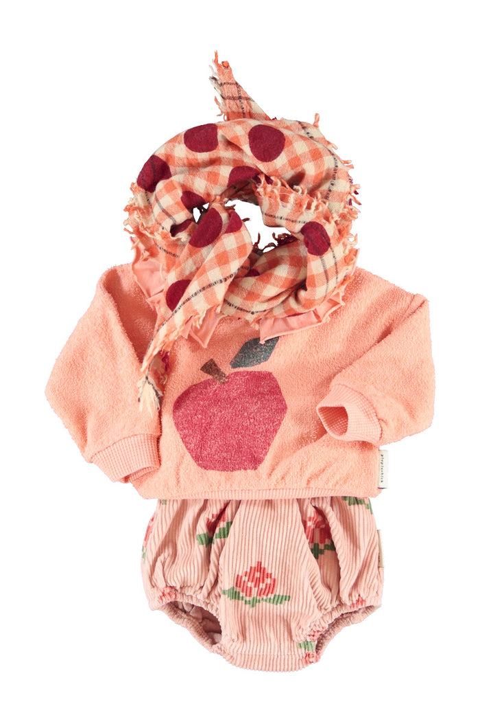 Baby Sweatshirt with Collar Pink with Apple Print