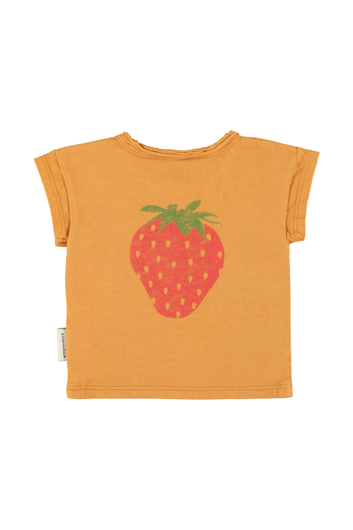 baby t-shirt | camel w/ strawberry print