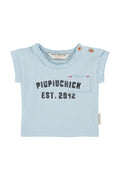 baby t-shirt | light blue w/ "piupiuchick" print