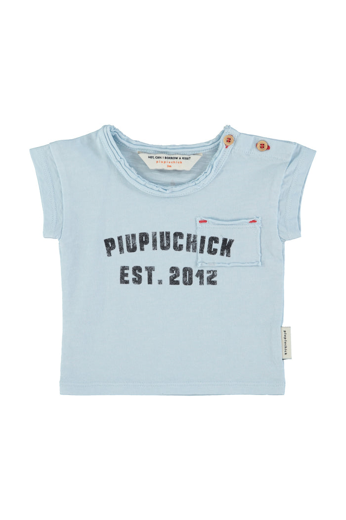 baby t-shirt | light blue w/ "piupiuchick" print