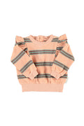 Baby Terry Cotton Sweatshirt Light Pink with Double Stripes