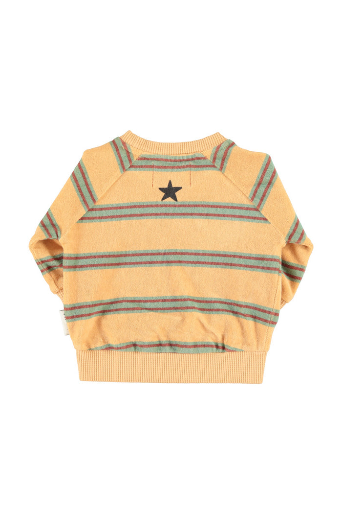 Baby Terry Cotton Sweatshirt Sand with Double Stripes