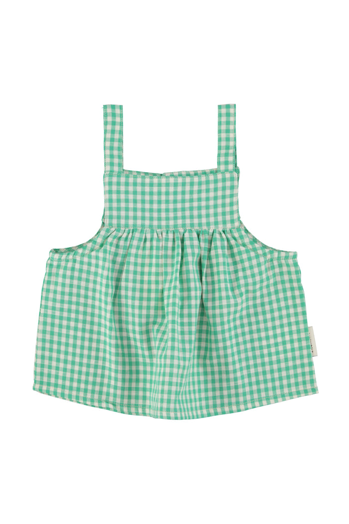 Baby top w/ straps | green & ecru checkered