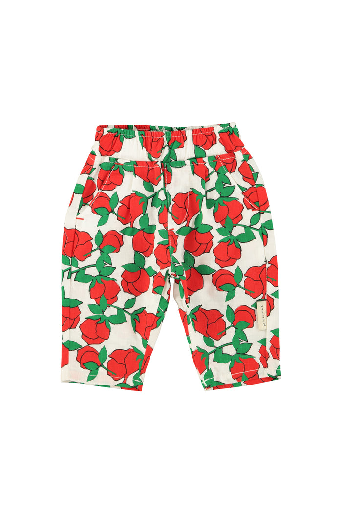 Baby trousers | ecru w/ red roses print