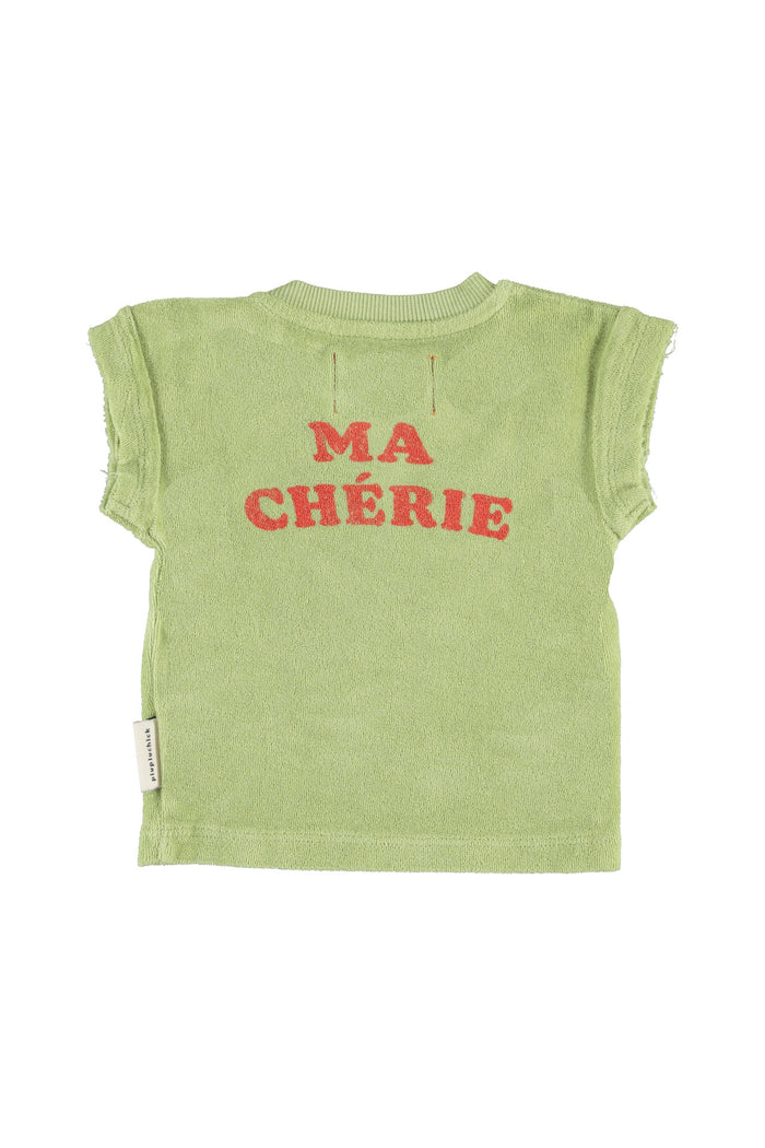 baby t'shirt | light olive w/ cherry print