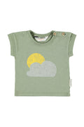 Baby T'shirt Olive Green with Sun & Cloud Print