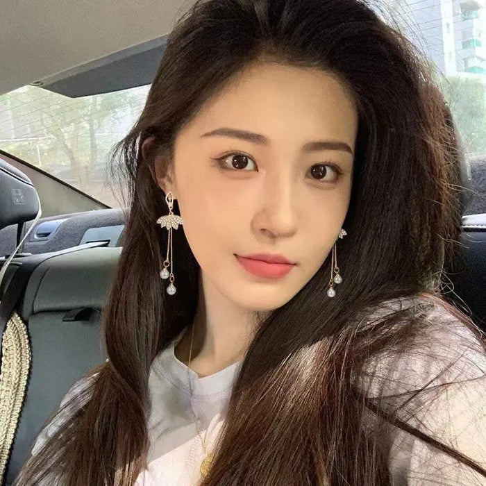 Ballet Diamond Pearl Drop Earrings fashionnsio