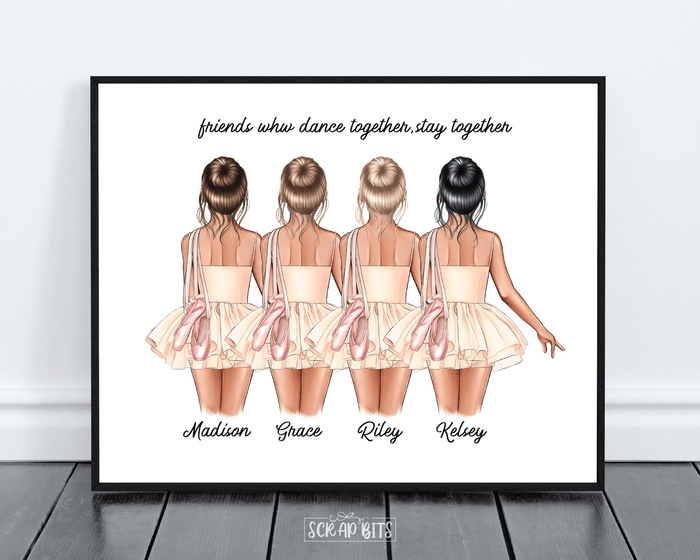 Ballerina Print, Ballet Dancer Wall Art, Half Body . Personalized Printable Portrait Print - Scrap Bits