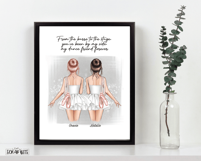 Ballerina Print, Ballet Dancer Wall Art, Half Body . Personalized Printable Portrait Print - Scrap Bits