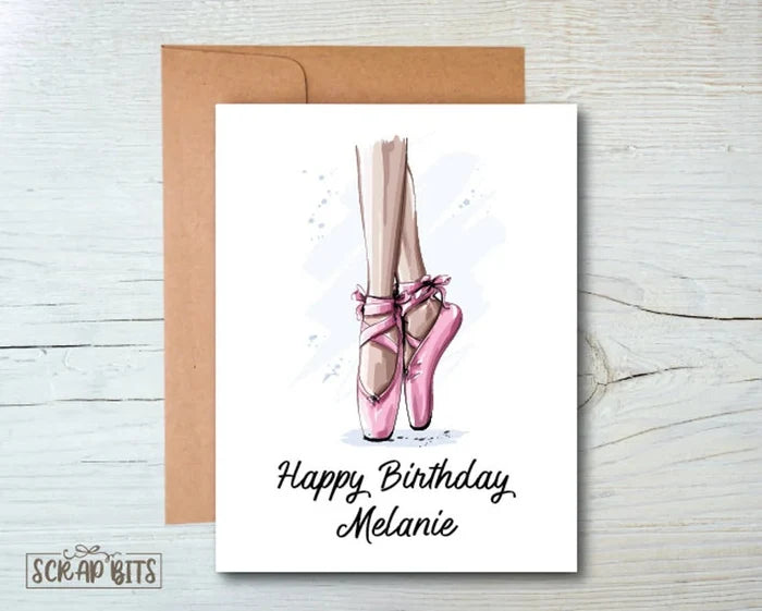 Ballet Birthday Card, Pointe Shoes - Scrap Bits