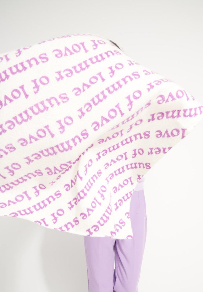 UNI 7 Bandana en cachemire déjaugé imprimé " SUMMER OF LOVE" violet