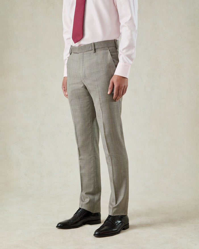 Bass Wool Prince of Wales Check Suit Grey