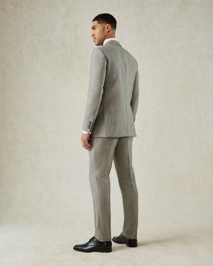 Bass Wool Prince of Wales Check Suit Jacket Grey