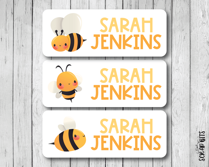 Bee Name Labels . Personalized Belonging Labels - Scrap Bits