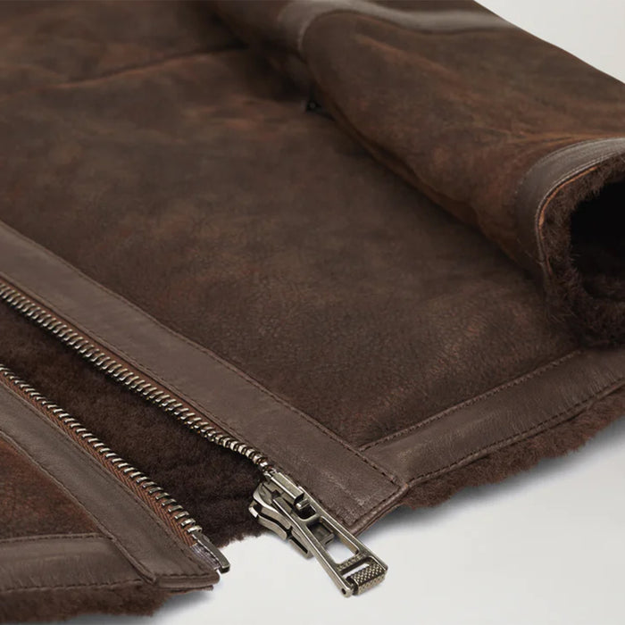 Belstaff - Tundra Lightweight Shearling Jacket in Brown/Ebony - Nigel Clare