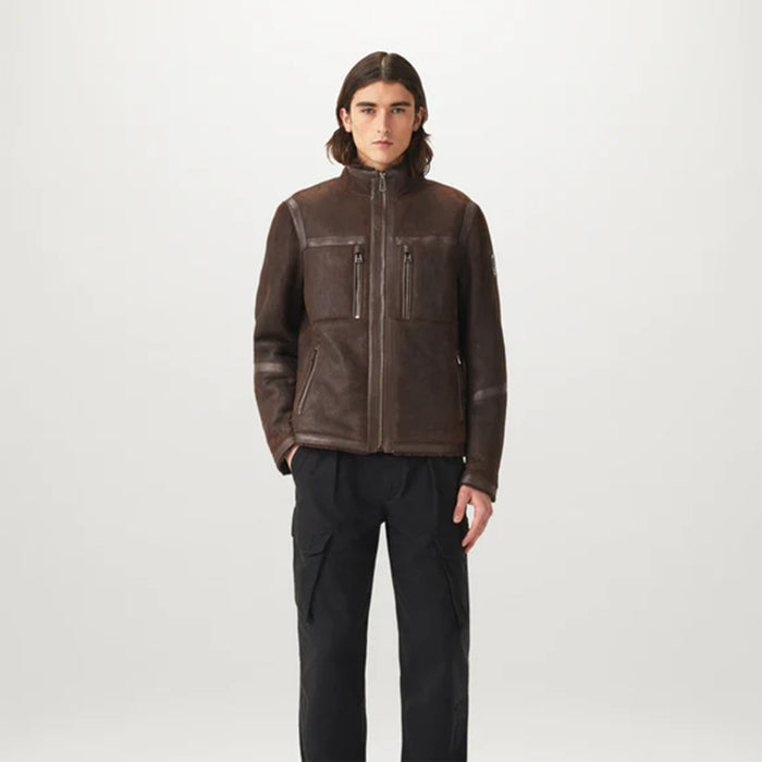 Belstaff - Tundra Lightweight Shearling Jacket in Brown/Ebony - Nigel Clare