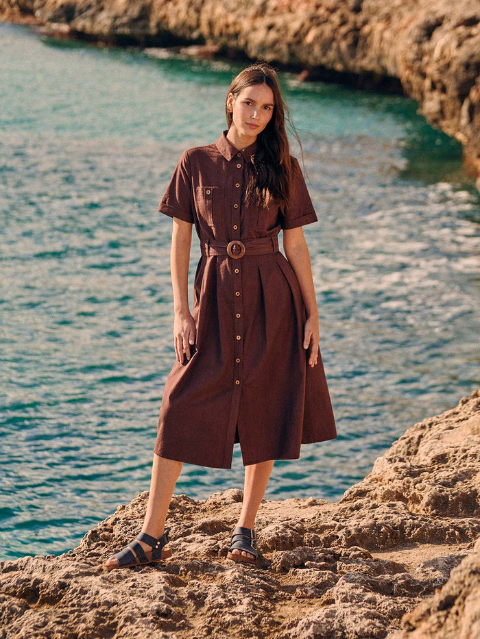 Belted Midi Shirt Dress