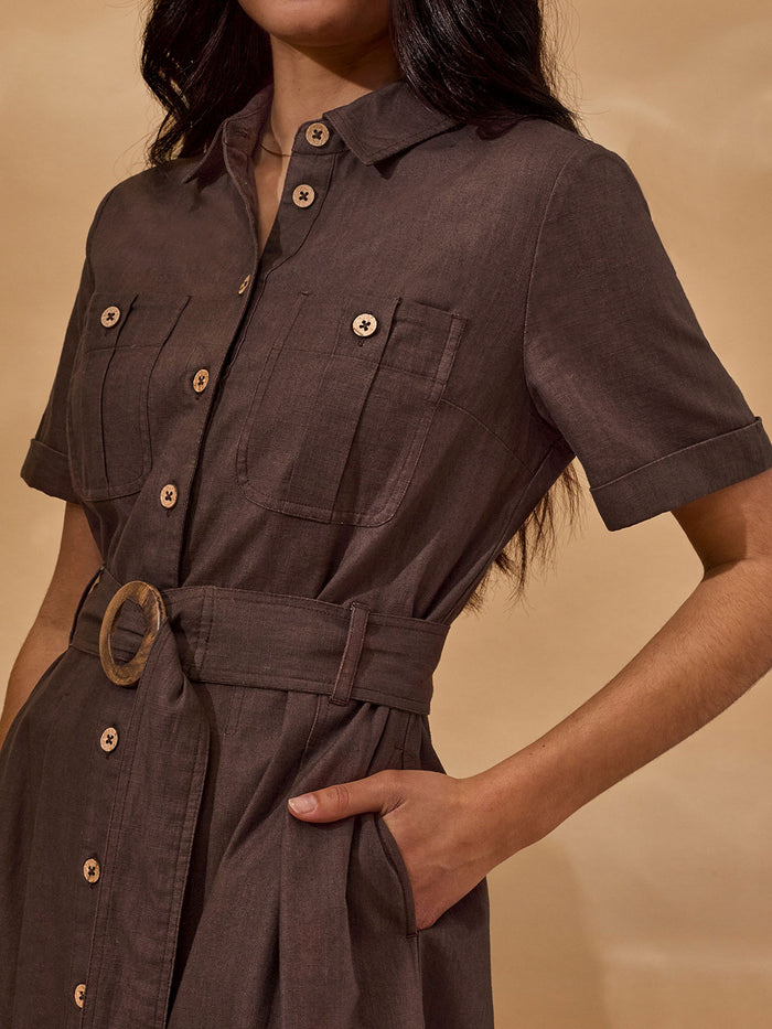 Belted Midi Shirt Dress