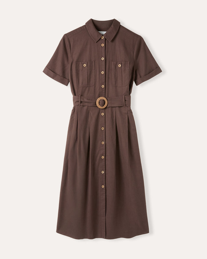 Belted Midi Shirt Dress