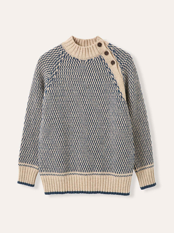 Birdseye Button Neck Jumper