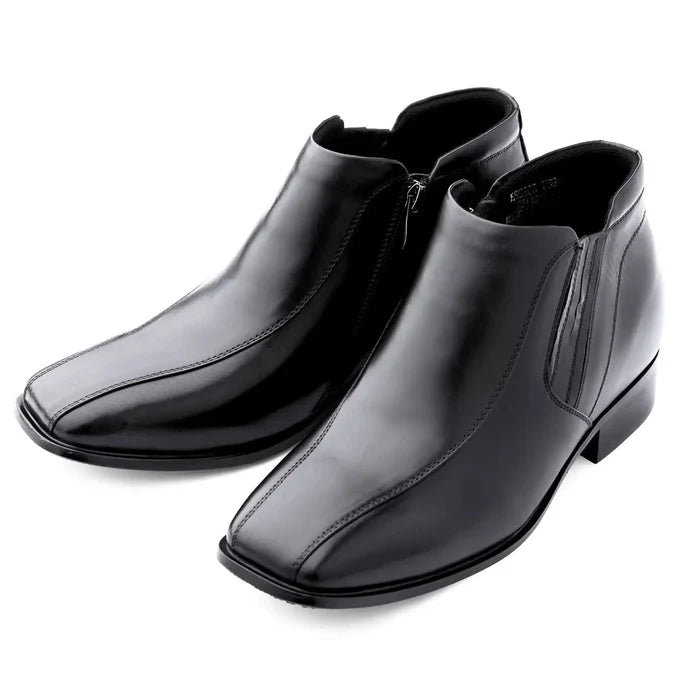 Black CALDEN Zipper Boots- 3.2 Inches Taller - SARTORO