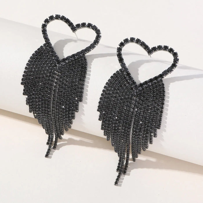 Black Heart Crystal Dangle Earring fashionnsio