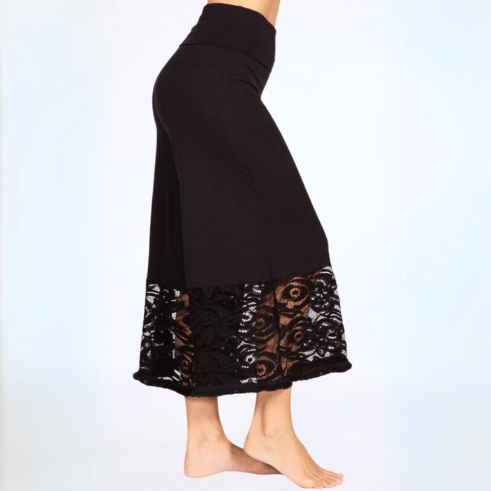 Black Lace Hem Wide Leg Plus Size Pants Made in USA - RFE Marketing Ventures