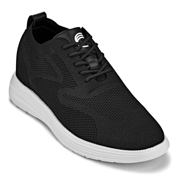Black Lace Up Casual Walker - 2.8 Inches Taller - SARTORO