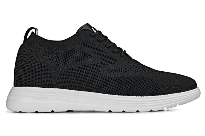 Black Lace Up Casual Walker - 2.8 Inches Taller - SARTORO