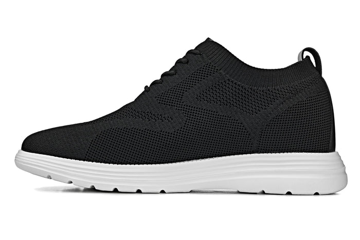 Black Lace Up Casual Walker - 2.8 Inches Taller - SARTORO