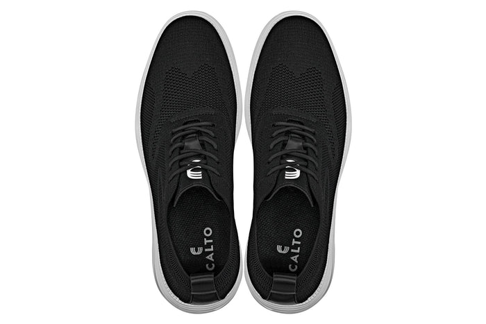 Black Lace Up Casual Walker - 2.8 Inches Taller - SARTORO