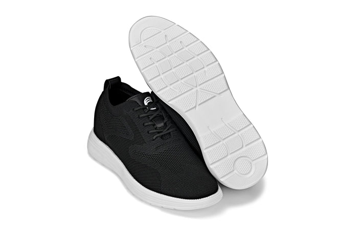 Black Lace Up Casual Walker - 2.8 Inches Taller - SARTORO