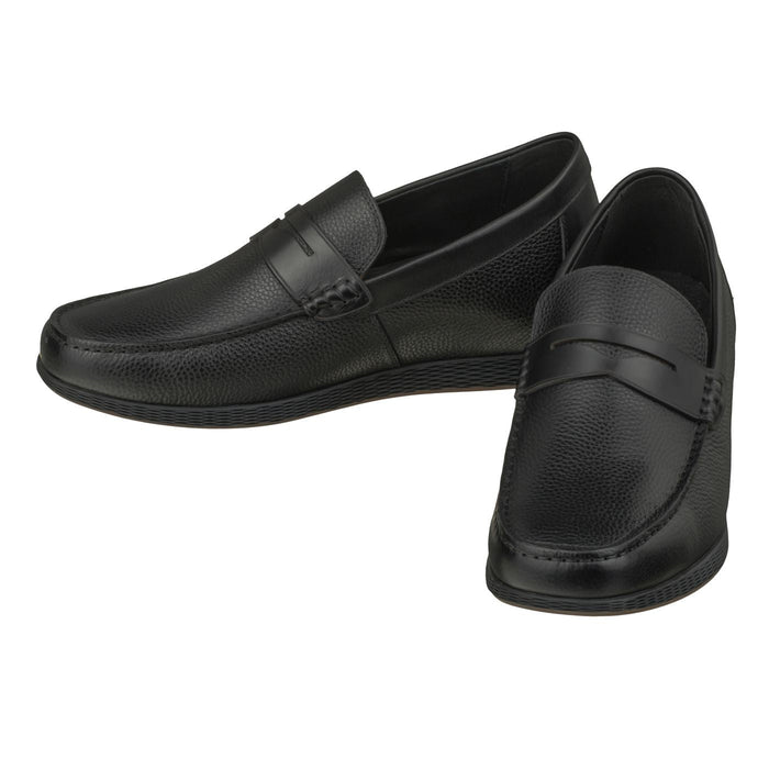 Black Penny Loafer Elevator Shoes - 2.4 Inches - SARTORO